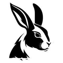 Silhouettes of easter bunny isolated on a white background