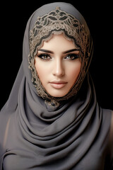 Very Beautiful Arab Woman with very Modern Trendy Niqab Portrait Background Journal Generative AI KI Wallpaper Digital Art