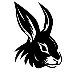 Silhouettes of easter bunny isolated on a white background