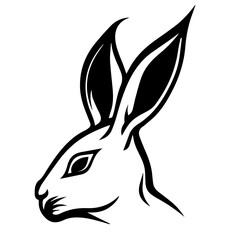 Silhouettes of easter bunny isolated on a white background