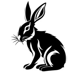 Silhouettes of easter bunny isolated on a white background