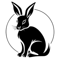 Silhouettes of easter bunny isolated on a white background