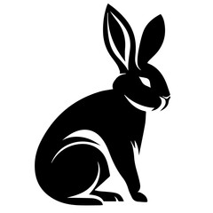 Silhouettes of easter bunny isolated on a white background