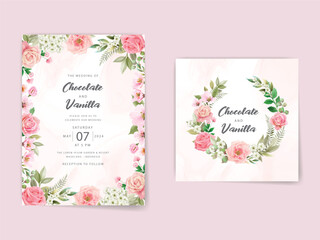 beautiful floral watercolor wedding invitation card