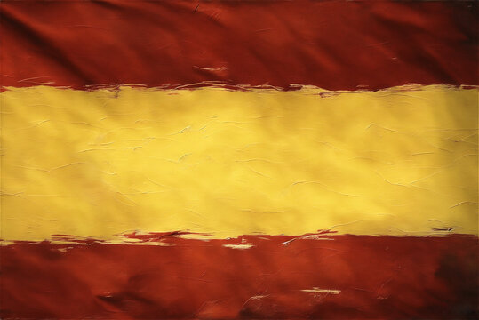 The flag of Spain painted on canvas with oil paint in large strokes.ai generation