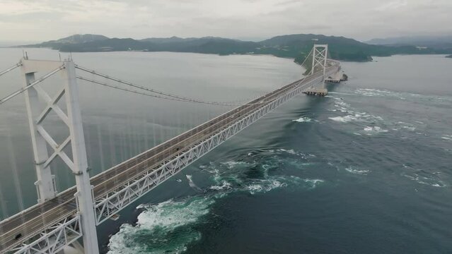 Strong current under Naruto Bridge between Awaji and Shikoku Islands