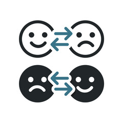 Change emotion icon. Sad to smile. Illustration vector