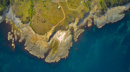 Fototapeta premium Southern coast of the Black Sea in Bulgaria from above. Drone photo. Top view of the sea and beaches