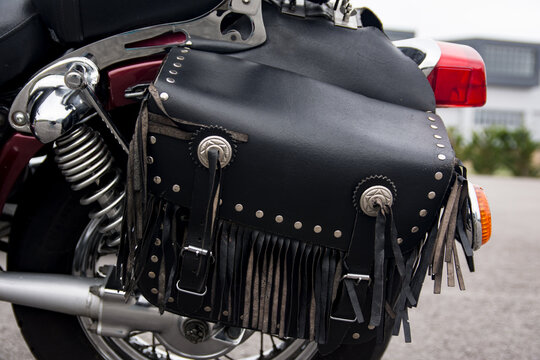 detail of motorcycle saddlebag