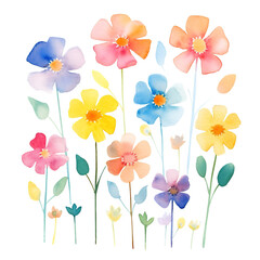 set collection of flowers watercolor