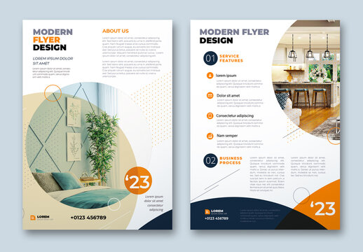 Business Flyer Layout with Color Circle Elements        
