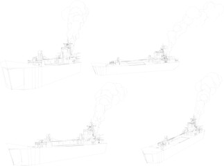 Vector sketch of a navy combat warship illustration