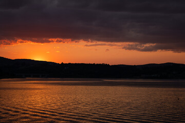 Sunset on lake Mucharskie