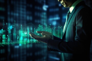 Mann arbeitet an der Börse vor Börsenkursen mit starken Emotionen, 3, Ai generiert