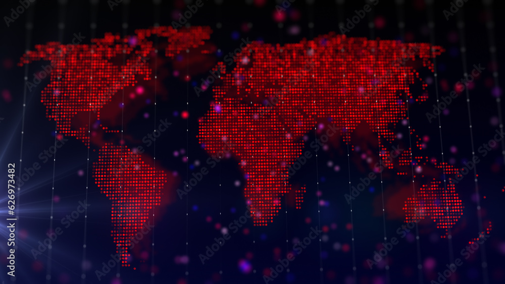 Poster 3d rendering digital map of world