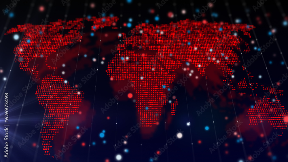 Poster 3d rendering digital map of world