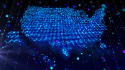 3D rendering digital map of USA