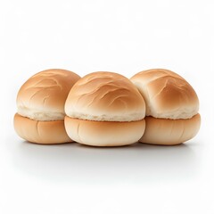 Plain Kaiser rolls isolated on white background with empty space around it Generative AI