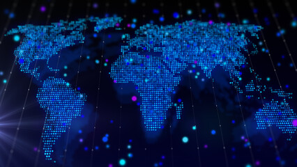 Obraz premium 3D rendering digital map of world