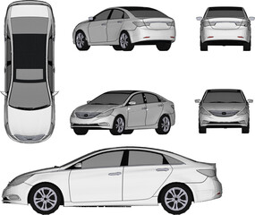 Vector sketch of family city car cartoon illustration for outing