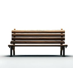 wooden park bench, on white background, with empty space around it Generative AI