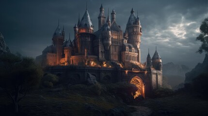 dark fantasy castle. Created with Generative AI.