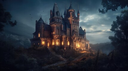 Fototapeta na wymiar dark fantasy castle. Created with Generative AI.