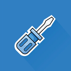 Illustration Vector of Blue Screwdriver in Flat Design