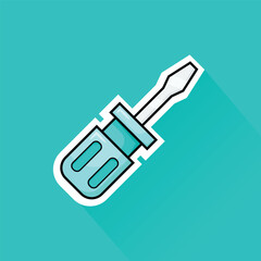 Illustration Vector of Light Green Screwdriver in Flat Design