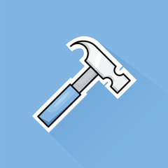 Illustration Vector of Light Blue Hammer in Flat Design