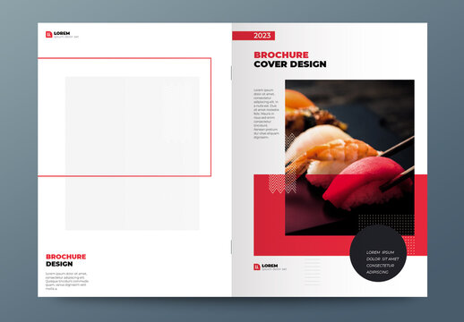 Business Report Cover Layout with Red flat Elements