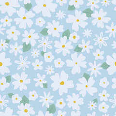 art, baby, background, beautiful, blossom, blue, cloth, colorful, cool, creative, cute, daisies, daisy, decoration, design, ditsy, drawing, fabric, flora, floral, floral illustration, flower, garden, 