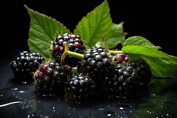 Close up of a Blackberries in a natural & Dark Background.