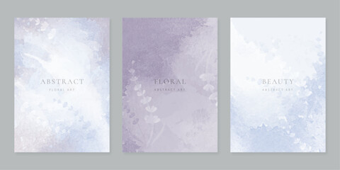 Watercolor floral cards templates. Abstract art backgrounds for greeting card, wedding invitation, poster or cover.