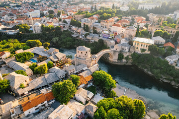 Historical Mostar Bridge known also as Stari Most or Old Bridge in Mostar, Bosnia and Herzegovina