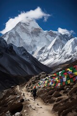 mountain passes with temples, generative artificial intelligence