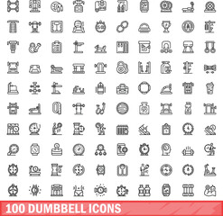 100 dumbbell icons set. Outline illustration of 100 dumbbell icons vector set isolated on white background