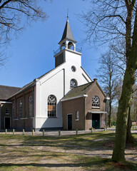 Fototapeta na wymiar Church Berghuizen. Ruinerwold Drenthe Netherlands. Graveyard