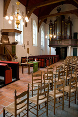Fototapeta na wymiar Interior Bartholomeus church. Ruinerwold Drenthe Netherlands. Blijdenstein. 