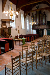 Fototapeta na wymiar Interior Bartholomeus church. Ruinerwold Drenthe Netherlands. Blijdenstein.