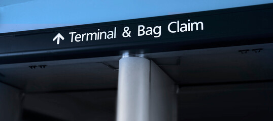 Terminal and Baggage Claim Sign in Airport for Travel