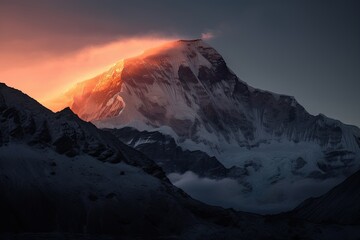 Fototapeta na wymiar Beautiful colorful sunset over the mountain, generative artificial intelligence