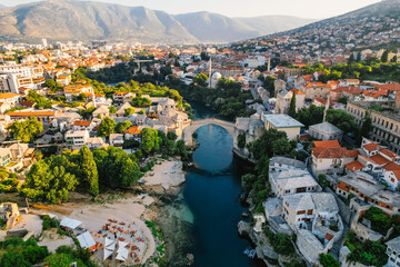 Historical Mostar Bridge known also as Stari Most or Old Bridge in Mostar, Bosnia and Herzegovina
