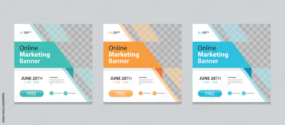 Poster set of editable square business web banner design template. suitable for social media post, instagra