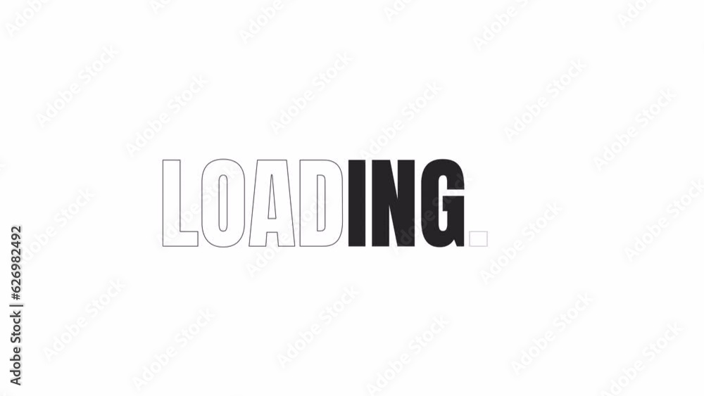 Poster outline simple bw loading text animation. corporate business linear 2d cartoon 4k video loading moti