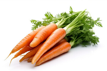 Fresh Carrots isolated on white background.Generative Ai.
