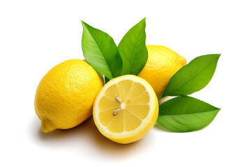 Lemon fruit isolated on white background.Generative Ai.