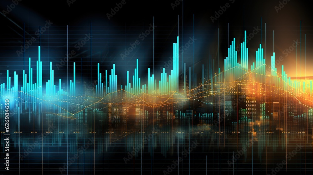 Poster stock exchange market graph analysis background with generative ai