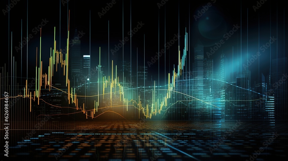 Wall mural Stock exchange market graph analysis background with generative ai