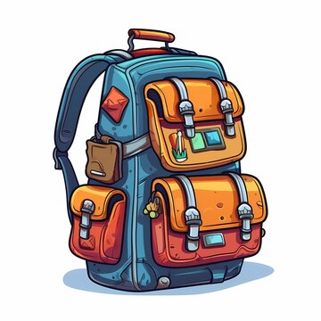 Illustration of colorful backpack. Generative AI